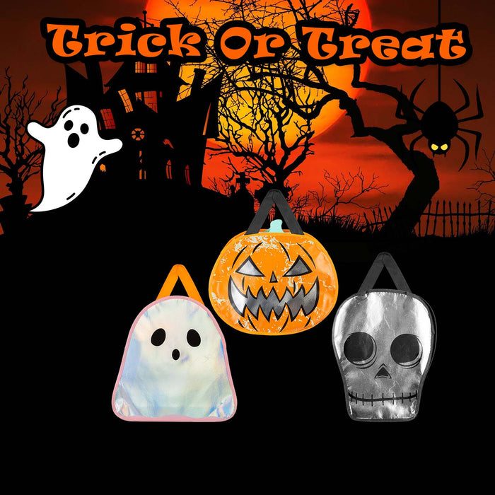 Halloween Trick Or Treat Bag Pumpkin-Skeleton-Ghost | 3 Pack