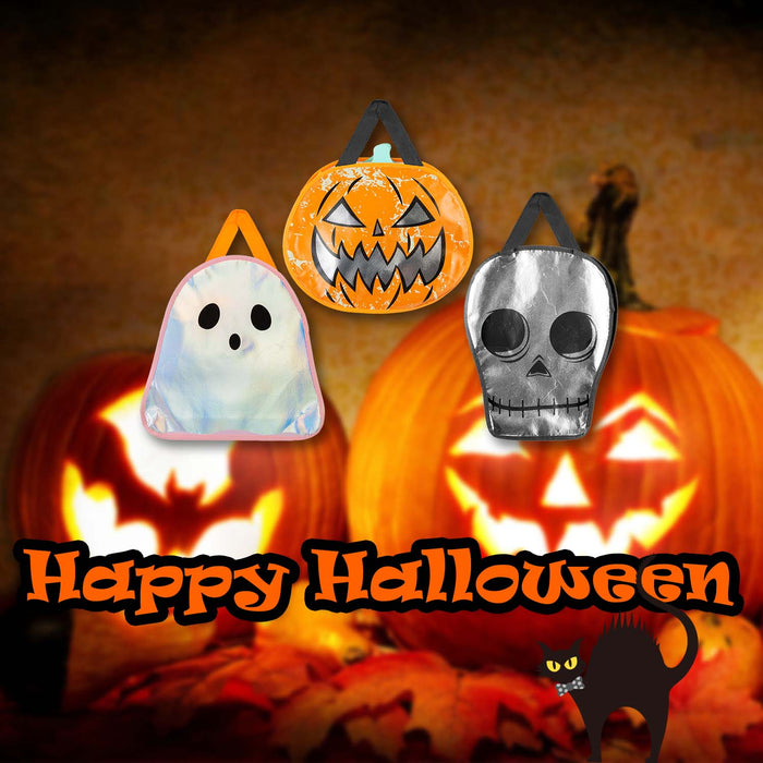 Halloween Trick Or Treat Bag Pumpkin-Skeleton-Ghost | 3 Pack