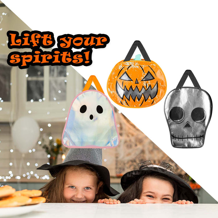 Halloween Trick Or Treat Bag Pumpkin-Skeleton-Ghost | 3 Pack