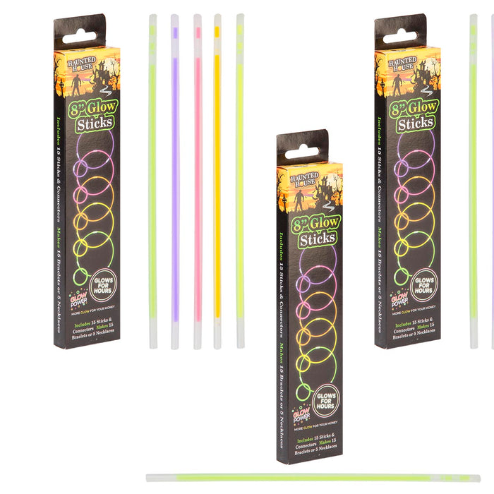 Halloween Glowsticks | 20cm | Party Accessories | 3 Packs of 15