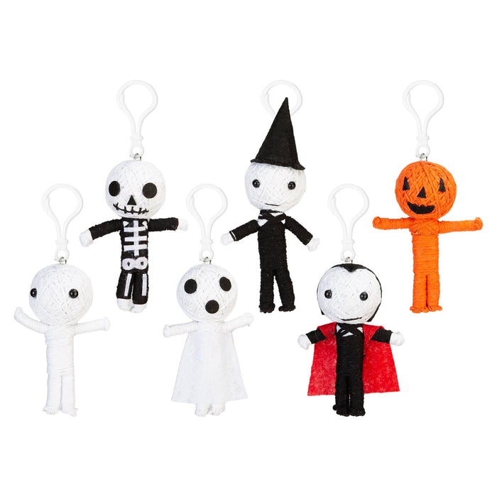 Halloween Voodoo Dolls | Clip On Plush| 10 cm | Accessories | 6 Pack