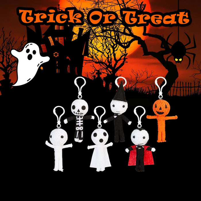Halloween Voodoo Dolls | Clip On Plush| 10 cm | Accessories | 6 Pack