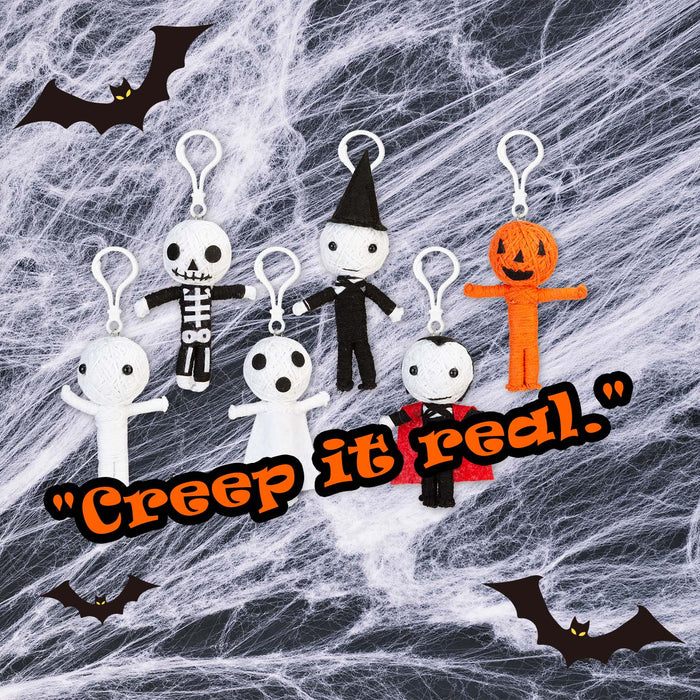 Halloween Voodoo Dolls | Clip On Plush| 10 cm | Accessories | 6 Pack