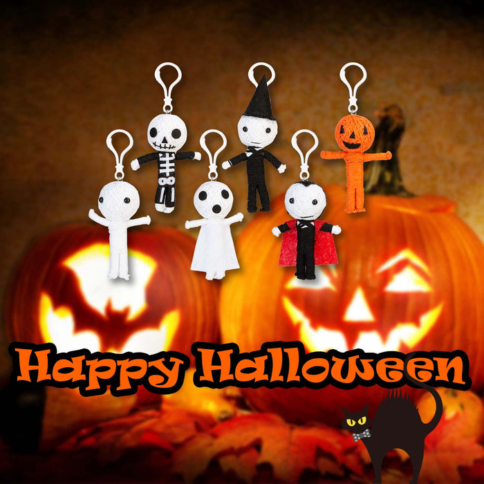 Halloween Voodoo Dolls | Clip On Plush| 10 cm | Accessories | 6 Pack