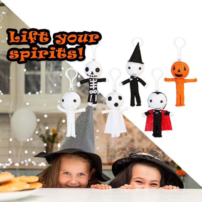 Halloween Voodoo Dolls | Clip On Plush| 10 cm | Accessories | 6 Pack