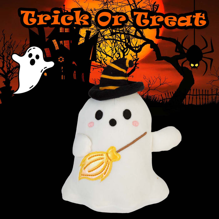 Halloween Ghost Soft Toy | 15cm | Plush Party Decoration | Broom