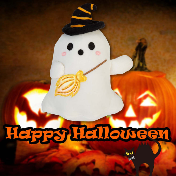 Halloween Ghost Soft Toy | 15cm | Plush Party Decoration | Broom