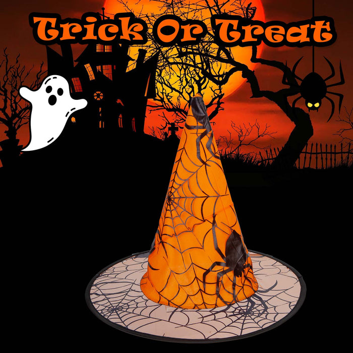 Halloween Spiders Web Witches Hat | Party Accessories | Orange