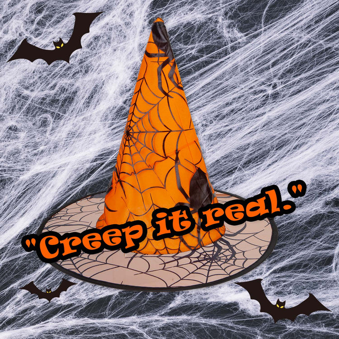 Halloween Spiders Web Witches Hat | Party Accessories | Orange