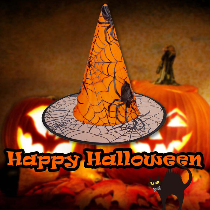 Halloween Spiders Web Witches Hat | Party Accessories | Orange