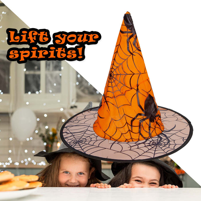 Halloween Spiders Web Witches Hat | Party Accessories | Orange