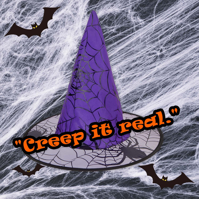 Halloween Spiders Web Witches Hat | Party Accessories | Purple