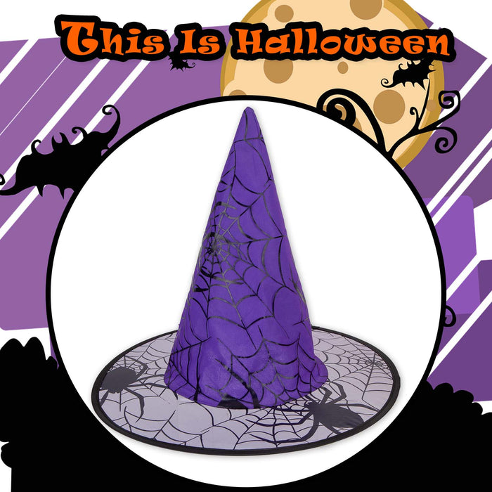 Halloween Spiders Web Witches Hat | Party Accessories | Purple