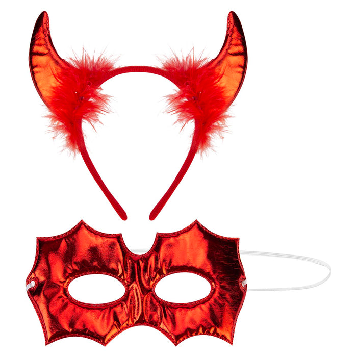 Halloween Mask & Headband Set | Party Accessories Decoration | Devil