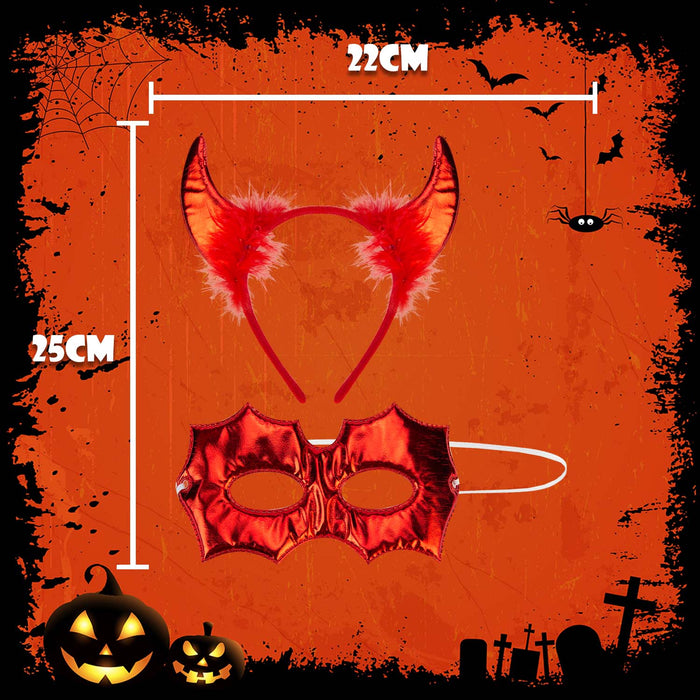 Halloween Mask & Headband Set | Party Accessories Decoration | Devil