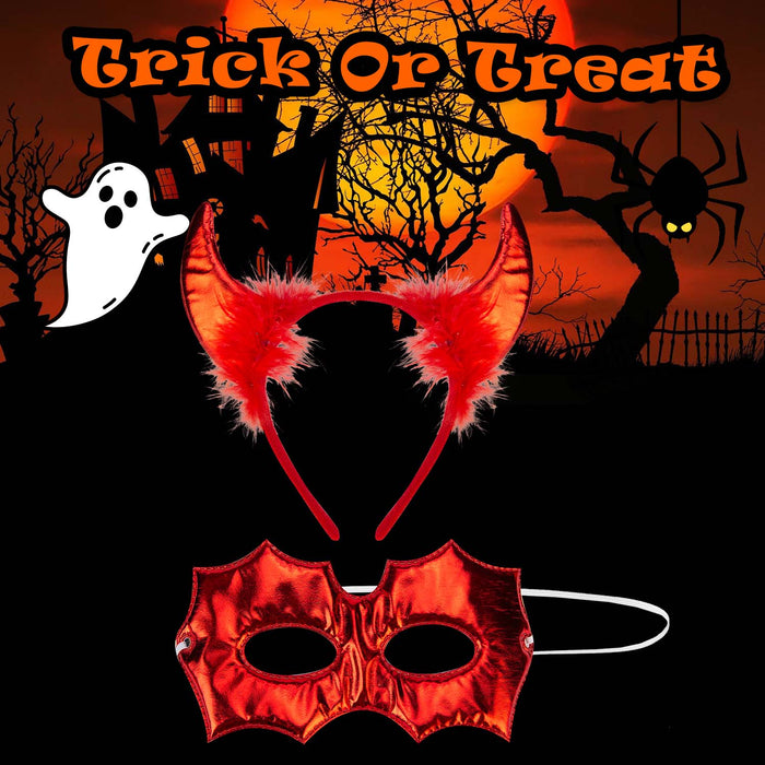 Halloween Mask & Headband Set | Party Accessories Decoration | Devil