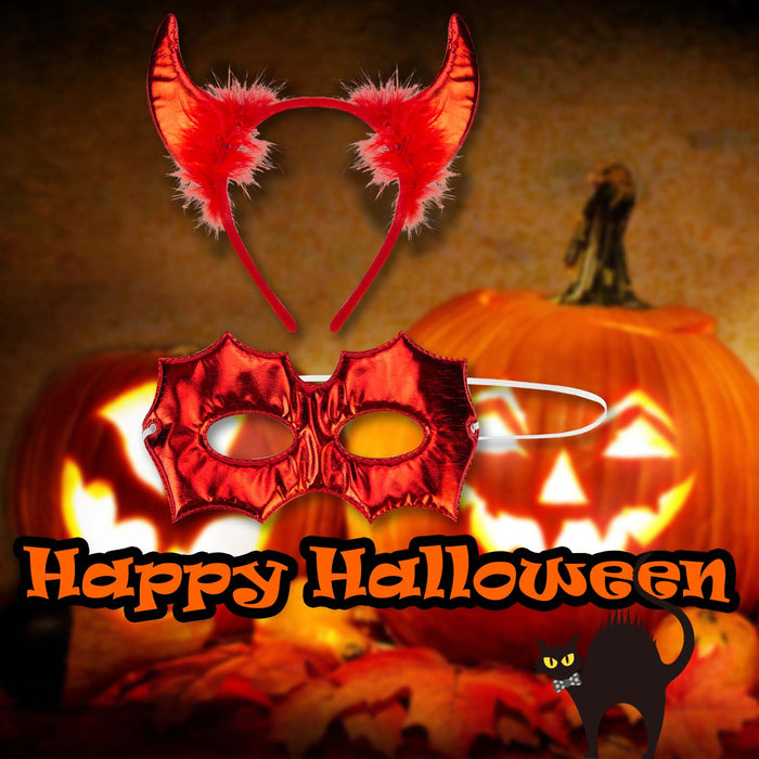 Halloween Mask & Headband Set | Party Accessories Decoration | Devil
