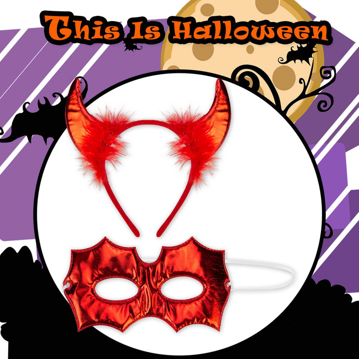 Halloween Mask & Headband Set | Party Accessories Decoration | Devil