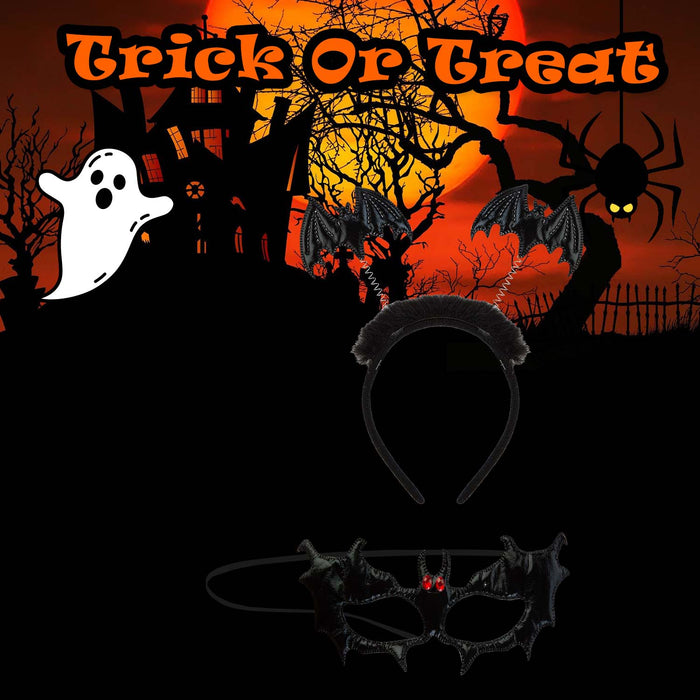 Halloween Mask & Headband Set | Party Accessories Decoration | Bat