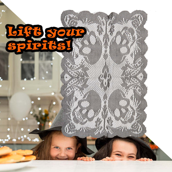 Halloween Black Lace Place Mat | Party Accessories Decoration | Skulls
