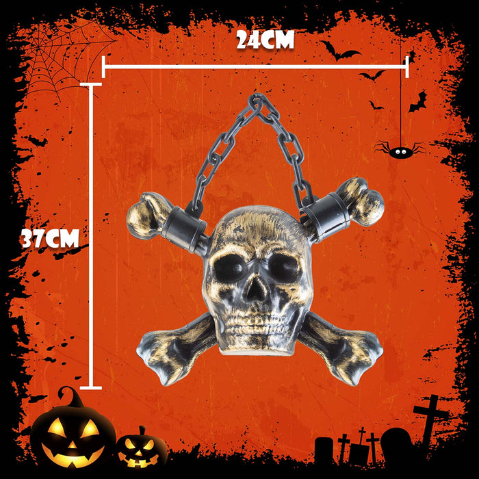 Halloween Skull With Chain | Party Accessories | Brushed Gold