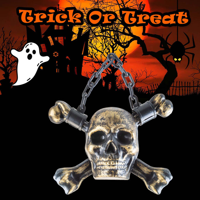 Halloween Skull With Chain | Party Accessories | Brushed Gold