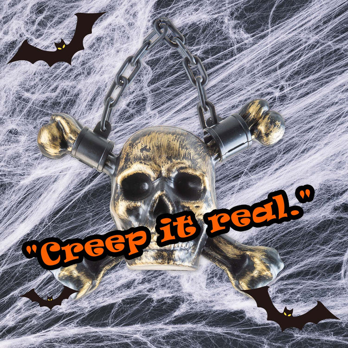Halloween Skull With Chain | Party Accessories | Brushed Gold
