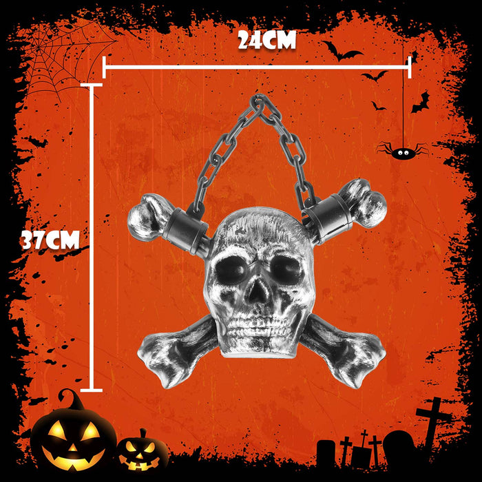 Halloween Skull With Chain | Party Accessories | Brushed Silver