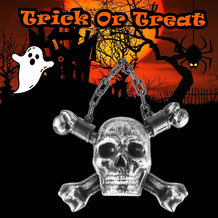 Halloween Skull With Chain | Party Accessories | Brushed Silver