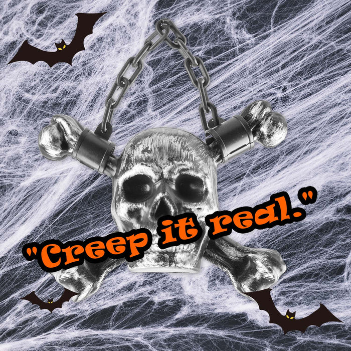 Halloween Skull With Chain | Party Accessories | Brushed Silver