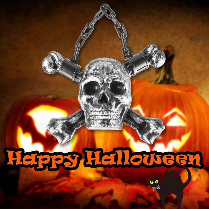 Halloween Skull With Chain | Party Accessories | Brushed Silver