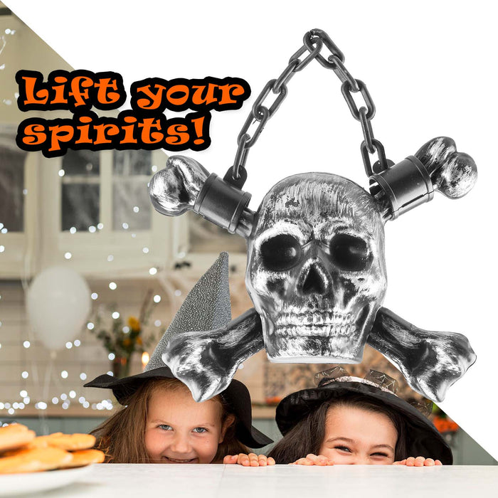 Halloween Skull With Chain | Party Accessories | Brushed Silver