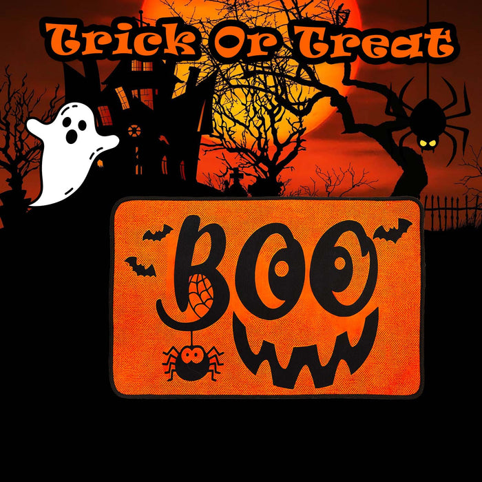 Halloween Door Mat | 60cm x 40cm | Party Accessories | Orange Boo