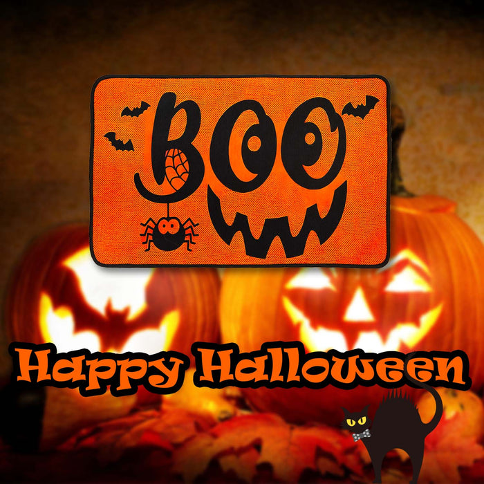 Halloween Door Mat | 60cm x 40cm | Party Accessories | Orange Boo