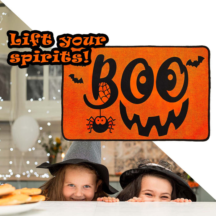 Halloween Door Mat | 60cm x 40cm | Party Accessories | Orange Boo