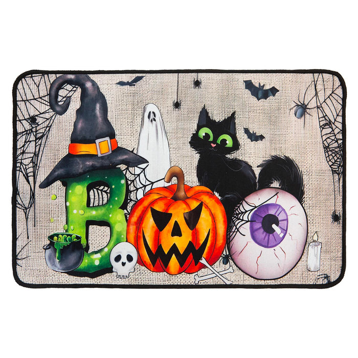 Halloween Door Mat | 60cm x 40cm | Party Accessories | Boo with Cat