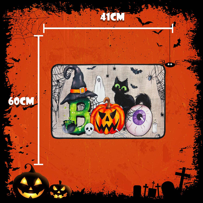 Halloween Door Mat | 60cm x 40cm | Party Accessories | Boo with Cat