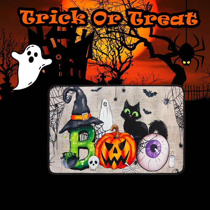 Halloween Door Mat | 60cm x 40cm | Party Accessories | Boo with Cat