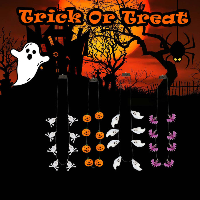 Halloween 8 LED Necklace | Accessories | Bats-Skulls-Pumpkins-Ghost
