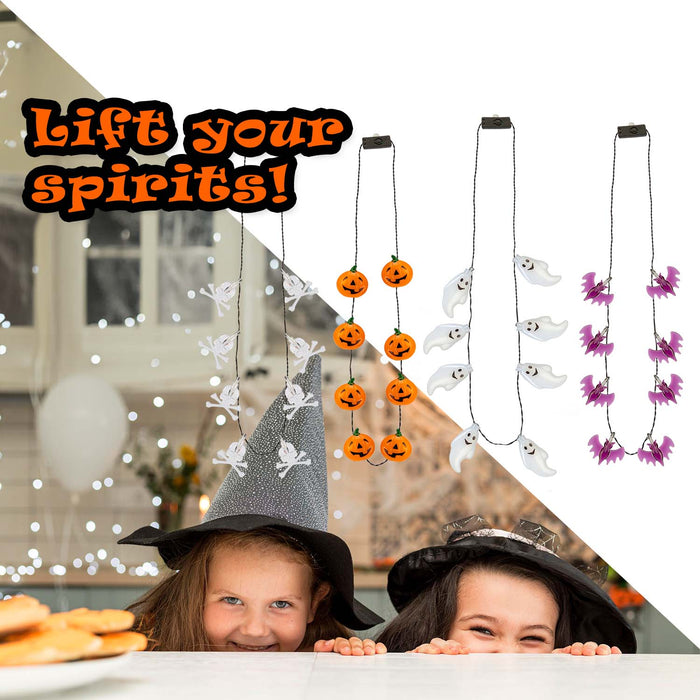 Halloween 8 LED Necklace | Accessories | Bats-Skulls-Pumpkins-Ghost