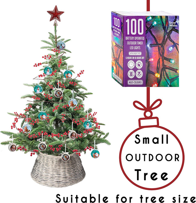 100 Outdoor LED Coloured Christmas Fairy Lights, Multi Function