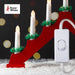 7 LED Wood Candle Bridge Red Mains Powered