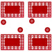 Christmas Poly Felt Red Snowflake Place Mat Set, Xmas Table
