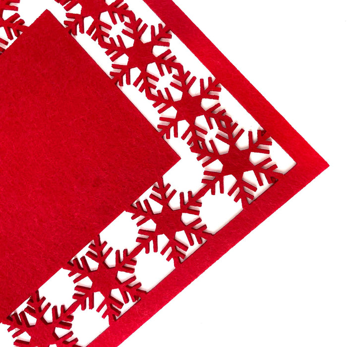 Christmas Poly Felt Red Snowflake Place Mat Set, Xmas Table