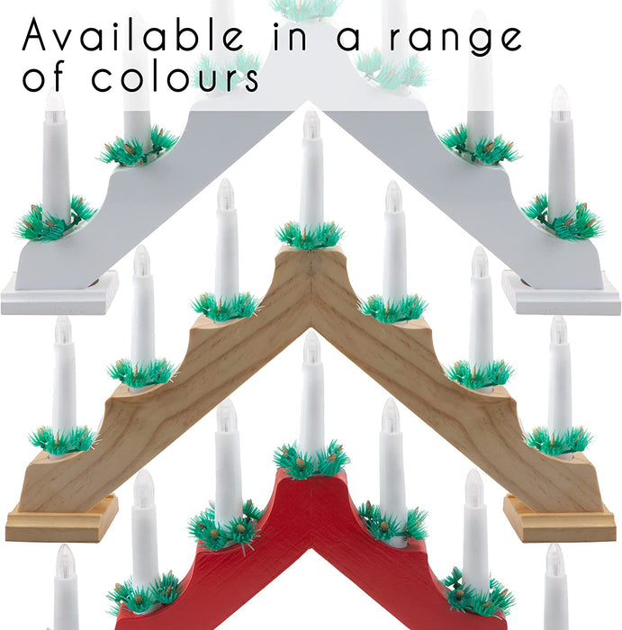 7 LED Wood Christmas Candle Bridge Natural Mains Powered