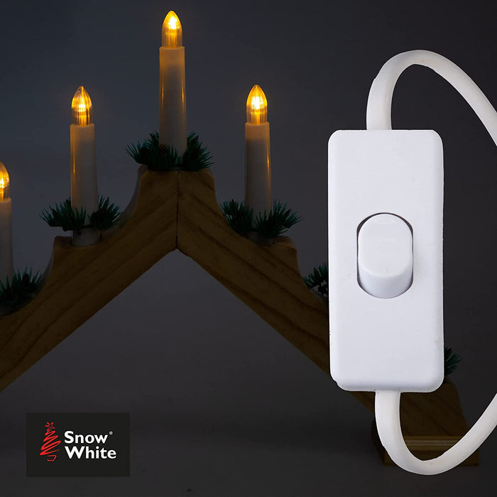 7 LED Wood Christmas Candle Bridge Natural Mains Powered