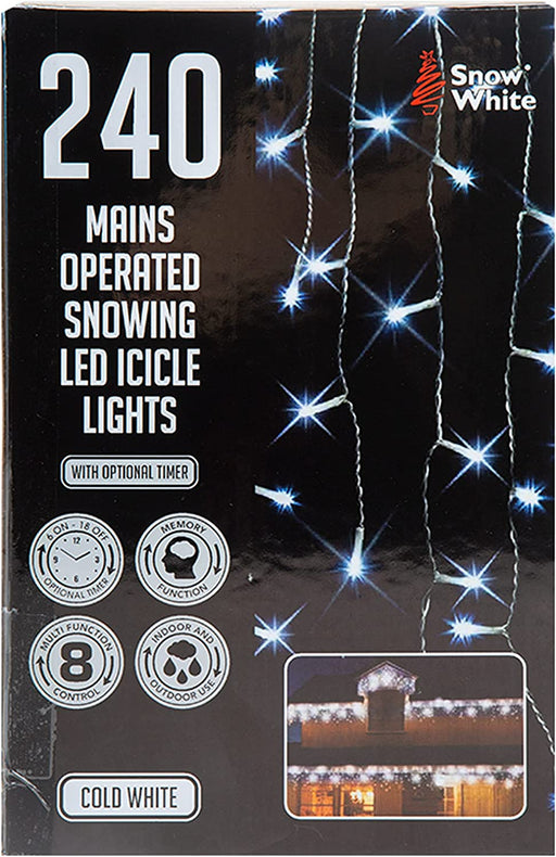 LED Snowing Icicle Lights Mains Operated