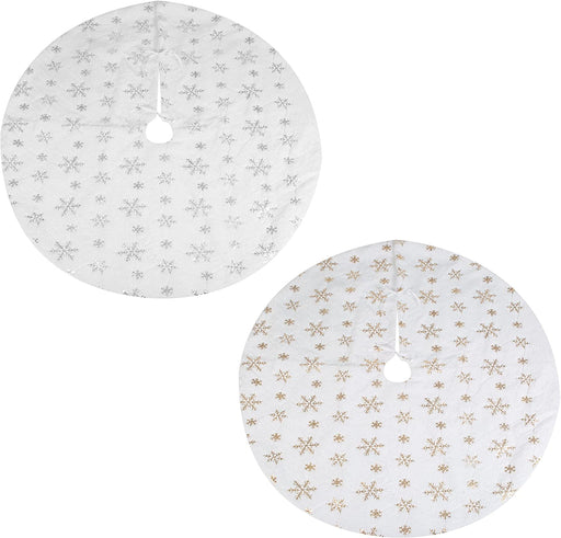 Christmas Snowflake Plush Tree Skirt - 2 Assorted
