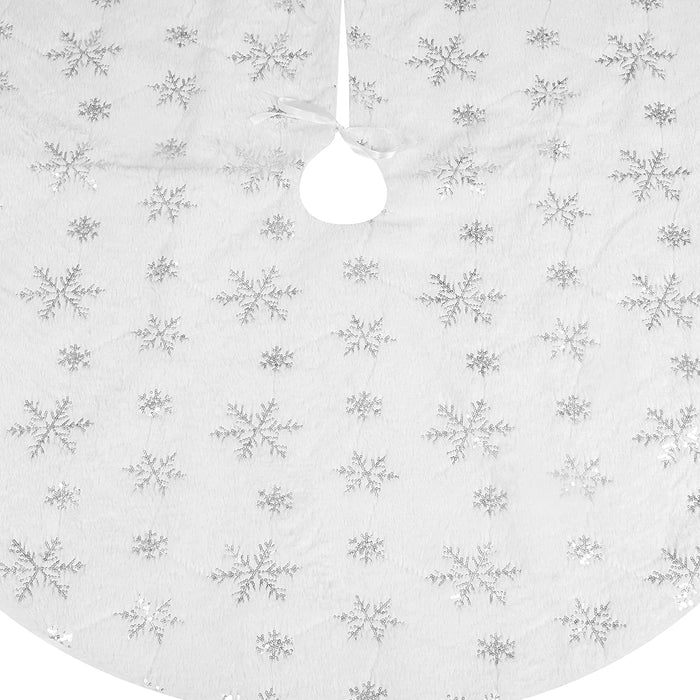 Christmas Snowflake Plush Tree Skirt - 2 Assorted