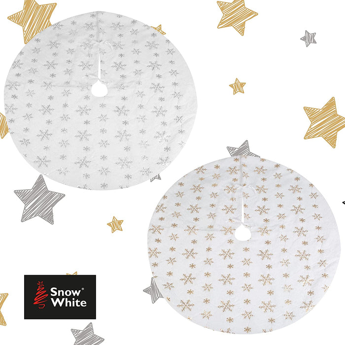 Christmas Snowflake Plush Tree Skirt - 2 Assorted